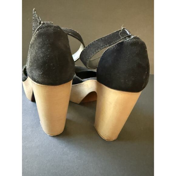 Steve Madden Lulla Platform Sandal Suede Black Leather Size Casual Boho Chunky - Picture 2 of 8